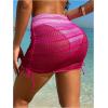 image:imageMakeMeChic Womens Swimsuit Cover Up Drawstring Ruched Mini Skirt Bathing Suit CoverupsHot Pink