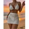 image:imageMakeMeChic Womens Swimsuit Cover Up Drawstring Ruched Mini Skirt Bathing Suit CoverupsWhite