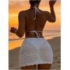 image:imageMakeMeChic Womens Swimsuit Cover Up Drawstring Ruched Mini Skirt Bathing Suit CoverupsWhite