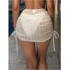 image:imageMakeMeChic Womens Swimsuit Cover Up Drawstring Ruched Mini Skirt Bathing Suit CoverupsWhite B