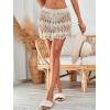 image:imageMakeMeChic Womens Swimsuit Coverup Crochet Skirt Tie Waist Bathing Suit Knit Beach Mini Skirt for VacationApricot