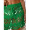 image:imageMakeMeChic Womens Swimsuit Coverup Crochet Skirt Tie Waist Bathing Suit Knit Beach Mini Skirt for VacationGreen Solid