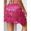 image:imageMakeMeChic Womens Swimsuit Coverup Crochet Skirt Tie Waist Bathing Suit Knit Beach Mini Skirt for VacationHot Pink