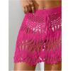 image:imageMakeMeChic Womens Swimsuit Coverup Crochet Skirt Tie Waist Bathing Suit Knit Beach Mini Skirt for VacationHot Pink