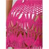 image:imageMakeMeChic Womens Swimsuit Coverup Crochet Skirt Tie Waist Bathing Suit Knit Beach Mini Skirt for VacationHot Pink