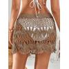 image:imageMakeMeChic Womens Swimsuit Coverup Crochet Skirt Tie Waist Bathing Suit Knit Beach Mini Skirt for VacationKhaki