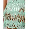 image:imageMakeMeChic Womens Swimsuit Coverup Crochet Skirt Tie Waist Bathing Suit Knit Beach Mini Skirt for VacationMint Green