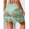 image:imageMakeMeChic Womens Swimsuit Coverup Crochet Skirt Tie Waist Bathing Suit Knit Beach Mini Skirt for VacationMint Green