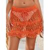 image:imageMakeMeChic Womens Swimsuit Coverup Crochet Skirt Tie Waist Bathing Suit Knit Beach Mini Skirt for VacationOrange