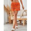 image:imageMakeMeChic Womens Swimsuit Coverup Crochet Skirt Tie Waist Bathing Suit Knit Beach Mini Skirt for VacationOrange
