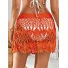image:imageMakeMeChic Womens Swimsuit Coverup Crochet Skirt Tie Waist Bathing Suit Knit Beach Mini Skirt for VacationOrange