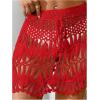 image:imageMakeMeChic Womens Swimsuit Coverup Crochet Skirt Tie Waist Bathing Suit Knit Beach Mini Skirt for VacationRed