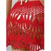 image:imageMakeMeChic Womens Swimsuit Coverup Crochet Skirt Tie Waist Bathing Suit Knit Beach Mini Skirt for VacationRed