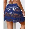 image:imageMakeMeChic Womens Swimsuit Coverup Crochet Skirt Tie Waist Bathing Suit Knit Beach Mini Skirt for VacationRoyal Blue