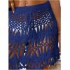 image:imageMakeMeChic Womens Swimsuit Coverup Crochet Skirt Tie Waist Bathing Suit Knit Beach Mini Skirt for VacationRoyal Blue
