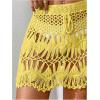 image:imageMakeMeChic Womens Swimsuit Coverup Crochet Skirt Tie Waist Bathing Suit Knit Beach Mini Skirt for VacationYellow