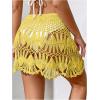 image:imageMakeMeChic Womens Swimsuit Coverup Crochet Skirt Tie Waist Bathing Suit Knit Beach Mini Skirt for VacationYellow