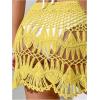 image:imageMakeMeChic Womens Swimsuit Coverup Crochet Skirt Tie Waist Bathing Suit Knit Beach Mini Skirt for VacationYellow