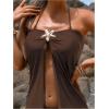 image:imageMakeMeChic Womens Swimsuit Coverup Split Thigh Starfish Midi Skirt Bathing Suit Beach Cover Up Vacation SarongCoffee Brown