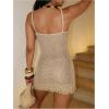 image:imageMakeMeChic Womens Swimsuit Dress Coverup Crochet Glitter Hollow Out Fringe Beach Dress Cover UpsApricot
