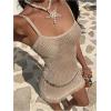 image:imageMakeMeChic Womens Swimsuit Dress Coverup Crochet Glitter Hollow Out Fringe Beach Dress Cover UpsApricot