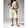 image:imageMakeMeChic Womens Wide Leg Bermuda Shorts Drawstring Low Waist Summer ShortsApricot