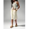 image:imageMakeMeChic Womens Wide Leg Bermuda Shorts Drawstring Low Waist Summer ShortsApricot