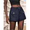 image:imageMakeMeChic Womens Wide Leg Jean Shorts Low Waist Vintage Denim Shorts with PocketDark Wash