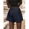image:imageMakeMeChic Womens Wide Leg Jean Shorts Low Waist Vintage Denim Shorts with PocketDark Wash