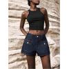 image:imageMakeMeChic Womens Wide Leg Jean Shorts Low Waist Vintage Denim Shorts with PocketDark Wash
