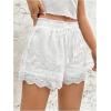 image:imageMakeMeChic Womens Wide Leg Shorts Drawstring High Waist Eyelet Scallop Boho ShortsWhite