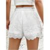 image:imageMakeMeChic Womens Wide Leg Shorts Drawstring High Waist Eyelet Scallop Boho ShortsWhite
