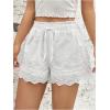 image:imageMakeMeChic Womens Wide Leg Shorts Drawstring High Waist Eyelet Scallop Boho ShortsWhite