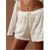 image:imageMakeMeChic Womens Wide Leg Shorts Drawstring Low Waist Jacquard Boho ShortsWhite