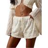 image:imageMakeMeChic Womens Wide Leg Shorts Drawstring Low Waist Jacquard Boho ShortsWhite