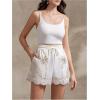 image:imageMakeMeChic Womens Wide Leg Shorts Tropical Scallop Trim Drawstring High Waist Vacation Casual ShortsApricot