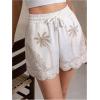 image:imageMakeMeChic Womens Wide Leg Shorts Tropical Scallop Trim Drawstring High Waist Vacation Casual ShortsApricot