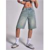 image:imageMakeMeChic Womens Y2K Baggy Denim Shorts Low Waist Wide Leg Bermuda Shorts Jean JortsMedium Wash