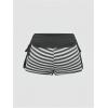 image:imageMakeMeChic Womens Y2K Gothic Fold Over Mini Shorts Grunge Punk Striped Micro Shorts Drawstring Tie Side Low Rise ShortsWhite