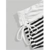 image:imageMakeMeChic Womens Y2K Gothic Fold Over Mini Shorts Grunge Punk Striped Micro Shorts Drawstring Tie Side Low Rise ShortsWhite and Black