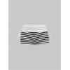 image:imageMakeMeChic Womens Y2K Gothic Fold Over Mini Shorts Grunge Punk Striped Micro Shorts Drawstring Tie Side Low Rise ShortsWhite and Black