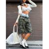 image:imageMakeMeChic Womens Y2k Camo Bermuda Denim Shorts Baggy Wide Leg Jean Cargo Shorts with PocketsArmy Green