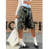 image:imageMakeMeChic Womens Y2k Camo Bermuda Denim Shorts Baggy Wide Leg Jean Cargo Shorts with PocketsArmy Green