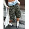 image:imageMakeMeChic Womens Y2k Camo Bermuda Denim Shorts Baggy Wide Leg Jean Cargo Shorts with PocketsArmy Green