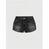 image:imageMakeMeChic Womens Y2k Sparkly Mini Denim Shorts Rhinestones Straight Leg Skinny Mini Jorts JeansBlack