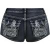 image:imageMAKEMECHIC Womens Y2k Rhinestone Jean Shorts Low Waist Embroidery Punk Denim ShortsBlue