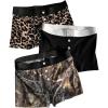 image:imageMakeMeChic Womens 3 Pack Gym Shorts Leopard Striped Polka Dots Work Out Biker Shorts Yoga LeggingsCamo Leopard