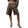 image:imageMakeMeChic Womens Bermuda Shorts Low Waist Knee Length Wide Leg Old Money ShortsMocha Brown
