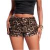 image:imageMakeMeChic Womens Cheetah Print Faux Fur Fuzzy Micro Shorts Elastic Waist Straight Leg Mini ShortsBrown