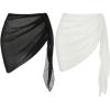 image:imageMakeMeChic Womens Cover Up Skirts Mesh Sheer Tie Dye Sarongs Knot Side Boho Summer Beach OutfitsBlack and White